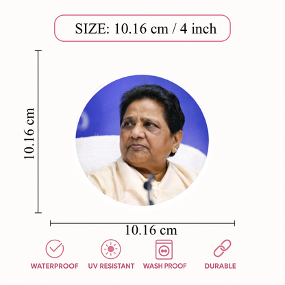 Smeeps Mayawati Bahujan Samaj Party Sticker – 10.16 cm (4 Inch) Round Car & Bike Vinyl Decal | Waterproof UV Resistant Political Design