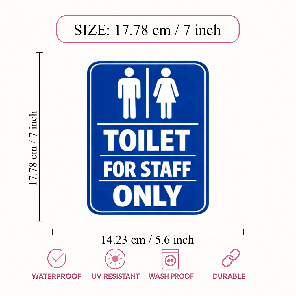 Smeeps Toilet for Staff Only Sticker – 17.78 × 14.23 cm (7 × 5.6 Inch) Waterproof Vinyl Staff Washroom Sign Board | UV Resistant Wash Proof Office Toilet Notice Sticker | Pack of 1