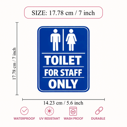 Smeeps Toilet for Staff Only Sticker – 17.78 × 14.23 cm (7 × 5.6 Inch) Waterproof Vinyl Staff Washroom Sign Board | UV Resistant Wash Proof Office Toilet Notice Sticker | Pack of 1