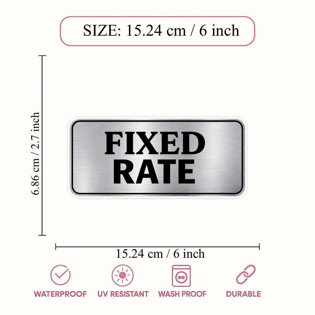 Smeeps Fixed Rate Door Sticker – 15.24 × 6.86 cm (6 × 2.7 Inch) Waterproof Business Sign Sticker for Shop, Store, Office & Reception | UV Resistant | Wash Proof | Pack of 1