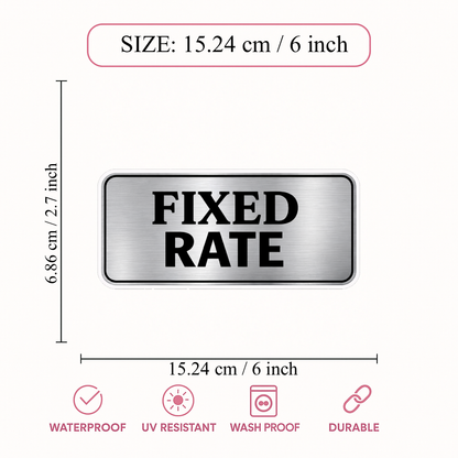 Smeeps Fixed Rate Door Sticker – 15.24 × 6.86 cm (6 × 2.7 Inch) Waterproof Business Sign Sticker for Shop, Store, Office & Reception | UV Resistant | Wash Proof | Pack of 1