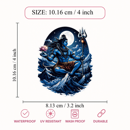 Smeeps Lord Shiva Mountain Vinyl Sticker – 10.16 × 10.16 cm (4 × 4 Inch) Waterproof Bike & Car Decal | Mahadev Trishul Design | UV Resistant Wash Proof | Pack of 1