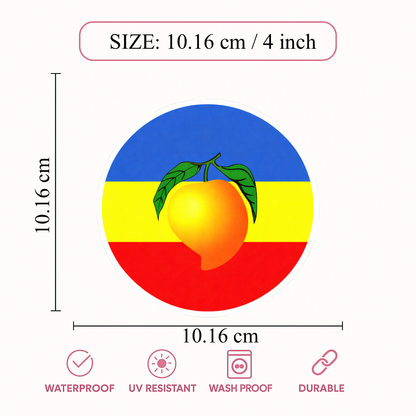 Smeeps PMK Mango Symbol Sticker – 10.16 cm Round Car & Bike Vinyl Decal | Waterproof Political Party Design