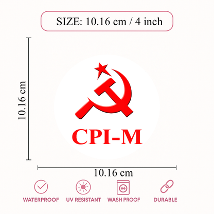 Smeeps CPI-M Party Logo Round Sticker – 10.16 cm (4 Inch) Vinyl Car & Bike Decal | Waterproof UV Resistant Political Sticker