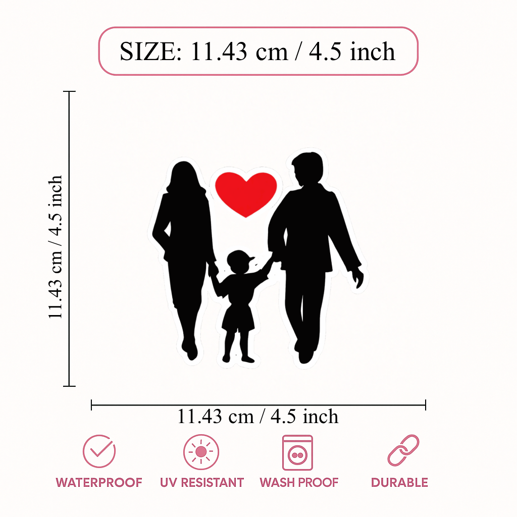 Smeeps Family Love Vinyl Sticker – 11.43 × 11.43 cm (4.5 × 4.5 Inch) Waterproof Family Car Sticker for Rear Windshield & Car Body | UV Resistant | Wash Proof | Pack of 1