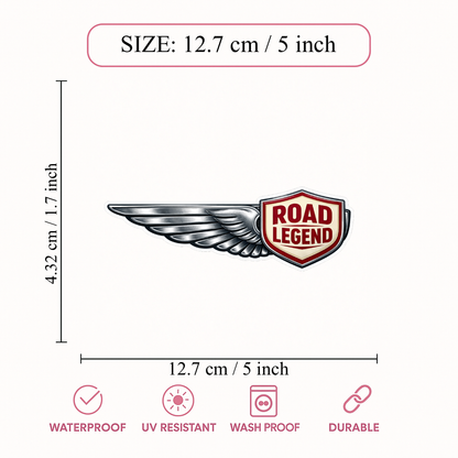 Smeeps Road Legend Wing Sticker – 12.7 × 4.32 cm (5 × 1.7 Inch) Waterproof Vinyl Bike Tank Decal | Retro Motorcycle Emblem Sticker | UV Resistant Washproof Bike Graphic | Pack of 1