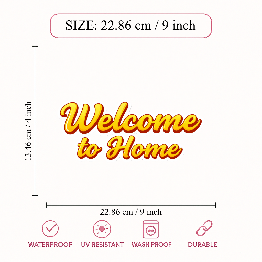 Smeeps Welcome to Home Decorative Sticker – 13.46 × 22.86 cm (4 × 9 Inch) Premium Vinyl Wall, Door & Entrance Decal | Waterproof UV Resistant Home Decor Sticker