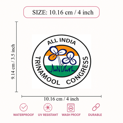 Smeeps All India Trinamool Congress Logo Round Sticker – 10.16 cm / 4 Inch Car & Bike Vinyl Decal | AITC Party Emblem | Waterproof & UV Resistant