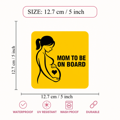 Smeeps Mom To Be On Board Car Sticker – 12.7 × 12.7 cm (5 × 5 Inch) Waterproof Pregnancy Safety Vinyl Sticker | UV Resistant Maternity Car Decal for Cars, SUVs & Hatchbacks | Pack of 1