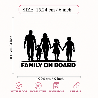Smeeps Family On Board Vinyl Sticker – 15.24 × 10.16 cm (6 × 4 Inch) Waterproof Car Sticker for Rear Windshield, SUV & Family Cars | UV Resistant | Wash Proof | Pack of 1