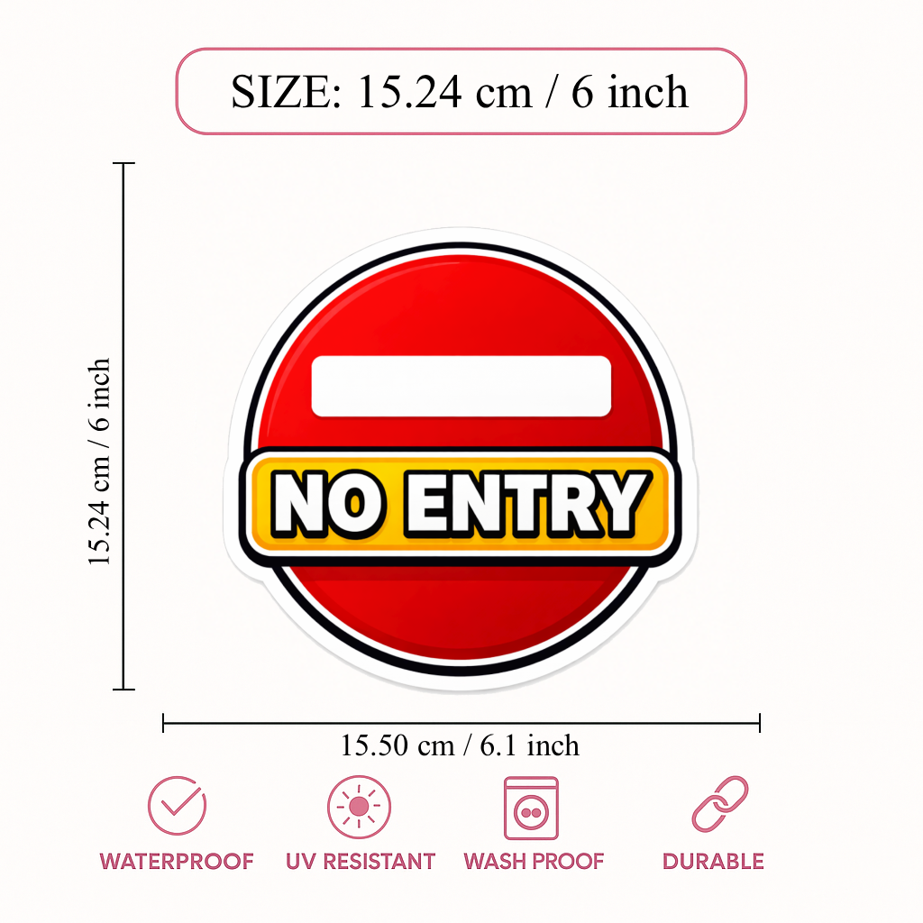 Smeeps No Entry Warning Sticker – 15.24 × 15.50 cm (6 × 6.1 Inch) Waterproof Reflective Vinyl Decal for Door, Wall, Car & Bike | UV Resistant Safety Sign Sticker