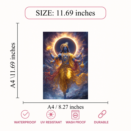Smeeps Lord Vishnu A4 Wall Poster Set – 29.7 × 21 cm (11.69 × 8.27 Inch) Premium Art Print | 300 GSM Thick Paper | NOT GUMMING | Waterproof UV Resistant Wash Proof | Pack of 10