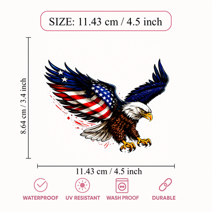 Smeeps American Eagle Sticker – 11.43 × 8.64 cm (4.5 × 3.4 Inch) Premium Vinyl Decal | Patriotic Flying Eagle Flag Design | Waterproof UV Resistant Wash Proof | Pack of 1