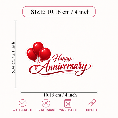 Smeeps Happy Anniversary Sticker – 10.16 × 5.34 cm (4 × 2.1 Inch) Waterproof Vinyl Die-Cut Anniversary Celebration Sticker for Gift Boxes, Wedding Anniversary Gifts, Scrapbooks & Decoration | Pack of 1