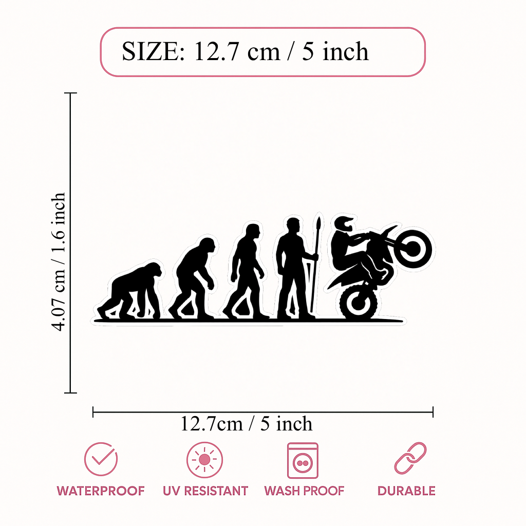 Smeeps Evolution Bike Stunt Vinyl Sticker – 12.7 × 4.07 cm (5 × 1.6 Inch) Waterproof Rider Evolution Sticker for Car, Bike & Helmet | Premium Die-Cut Decal | Pack of 1