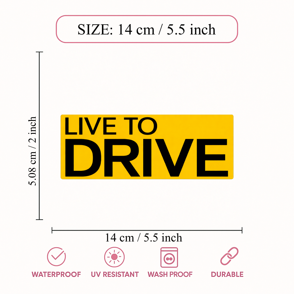 Smeeps Live To Drive Sticker – 14 × 5.08 cm (5.5 × 2 Inch) Premium Vinyl Decal | Bold Motivational Bike Quote Design | Waterproof UV Resistant Wash Proof | Pack of 1