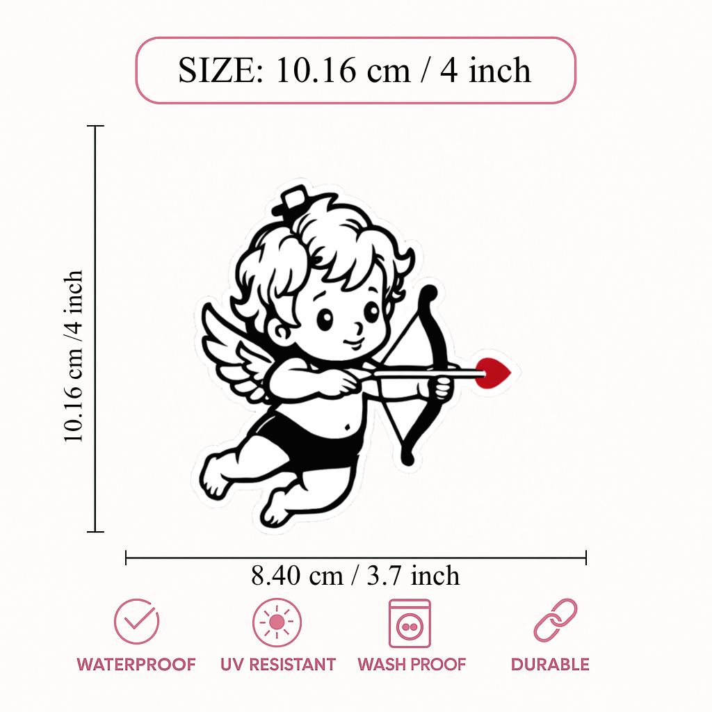 Smeeps Cute Cupid Angel Car & Bike Sticker – 10.16 × 8.40 cm (4 × 3.7 Inch) Love Angel Vinyl Decal | Waterproof UV Resistant Wash Proof Durable