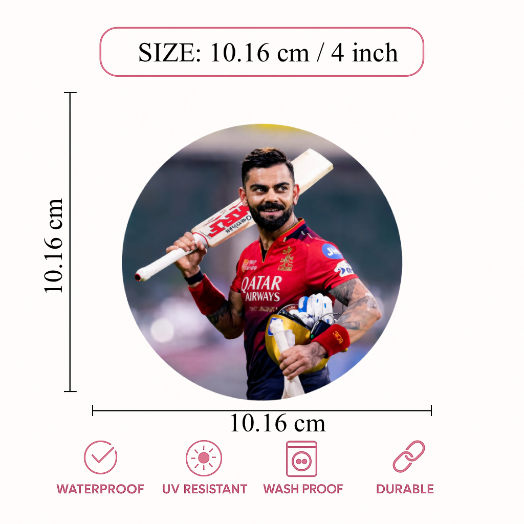 Smeeps Cricket Champion Player Sticker – 10.16 cm (4 Inch) Round Car & Bike Vinyl Decal | Premium Sports Design | Waterproof UV Resistant