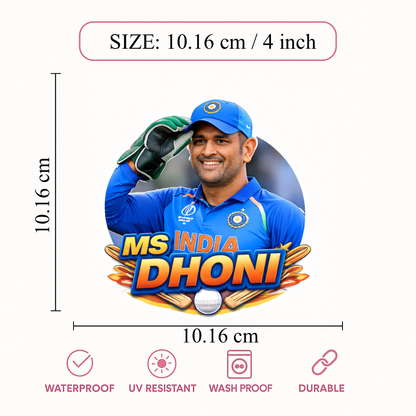 Smeeps MS Dhoni Salute Sticker – 10.16 cm (4 Inch) Die-Cut Car & Bike Vinyl Decal | Team India Legend Design | Waterproof UV Resistant