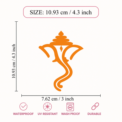 Smeeps Lord Ganesha Symbol Vinyl Sticker – 10.93 × 7.62 cm (4.3 × 3 Inch) Waterproof Bike & Car Decal | Minimal Ganpati Logo Sticker | UV Resistant Wash Proof | Pack of 1
