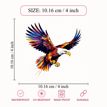 Smeeps Colorful Eagle Vinyl Sticker – 10.16 × 10.16 cm (4 × 4 Inch) Waterproof Bird Decal | Eagle Bike & Car Sticker | UV Resistant Wash Proof | Pack of 1