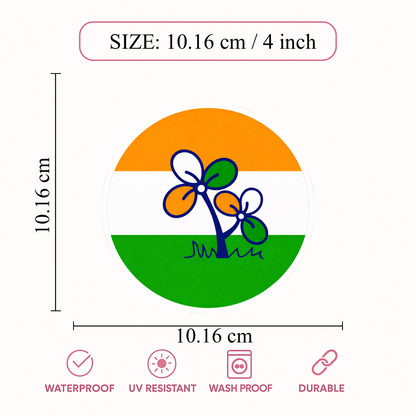 Smeeps AITC Trinamool Congress Logo Round Sticker – 10.16 cm / 4 Inch Car & Bike Vinyl Decal | Party Symbol Design | Waterproof & UV Resistant
