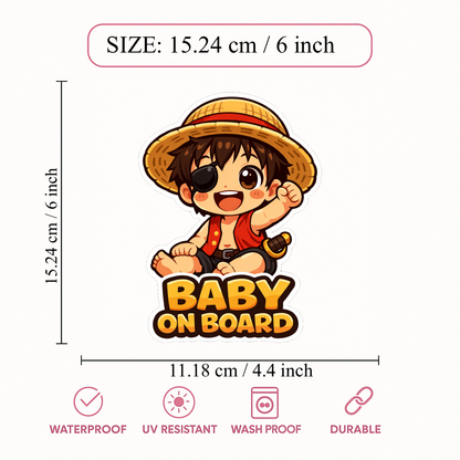 Smeeps Anime Baby On Board Car Sticker – 15.24 × 11.18 cm (6 × 4.4 Inch) Waterproof Vinyl Safety Sticker for Cars | Cute Cartoon Baby Warning Decal | UV Resistant | Pack of 1