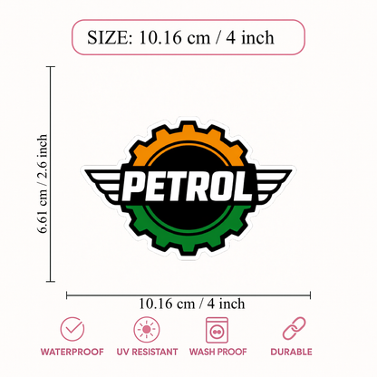 Smeeps Petrol Fuel Type Sticker – 10.16 × 6.61 cm (4 × 2.6 Inch) Waterproof Vinyl Car Fuel Lid Sticker | Petrol Gear Logo Tank Cap Decal | UV Resistant Washproof Automotive Fuel Indicator Sticker | Pack of 1