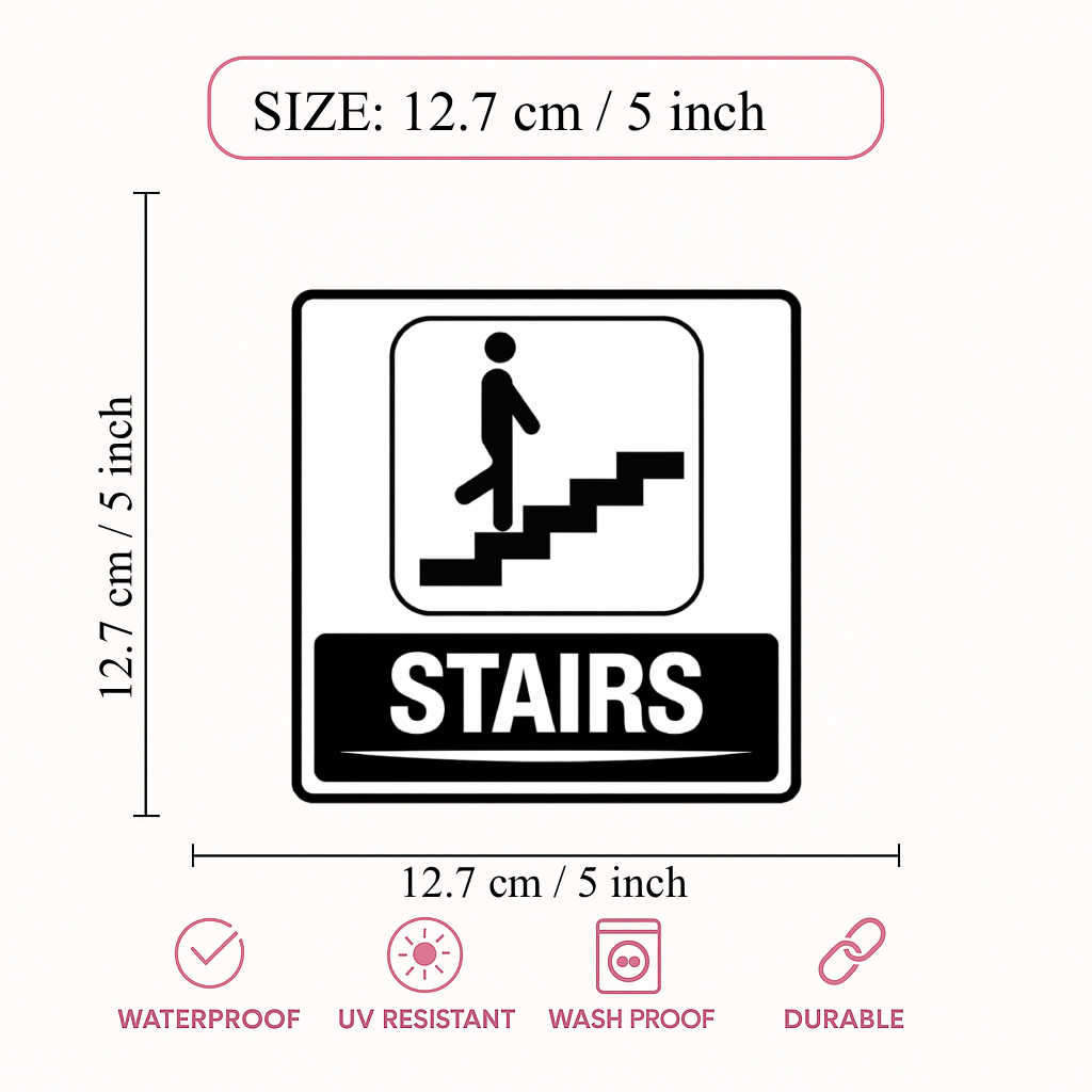 Smeeps Stairs Sticker – 12.7 × 12.7 cm (5 × 5 Inch) Staircase Direction Vinyl Sign | Waterproof UV Resistant Wash Proof Durable