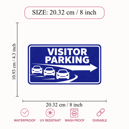 Smeeps Visitor Parking Sticker – 20.32 × 10.93 cm (8 × 4.3 Inch) Parking Direction Vinyl Sign | Waterproof UV Resistant Wash Proof Durable