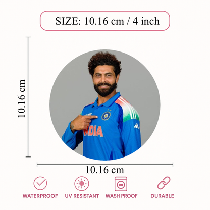 Smeeps Ravindra Jadeja Sticker – 10.16 cm (4 Inch) Indian Cricketer Vinyl Car & Bike Sticker | Team India Jersey Design | Waterproof & UV Resistant