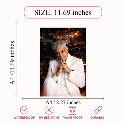Smeeps Ajith Kumar A4 Wall Poster Set – 29.7 × 21 cm (11.69 × 8.27 Inch) Premium Art Print | 300 GSM Thick Paper | NOT GUMMING | Waterproof UV Resistant Wash Proof | Pack of 10