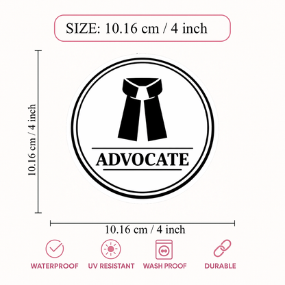 Smeeps Advocate Vinyl Sticker – 10.16 × 10.16 cm (4 × 4 Inch) Waterproof Lawyer Logo Sticker | UV Resistant Round Advocate Decal for Car, Bike, Laptop & Office Use | Pack of 1
