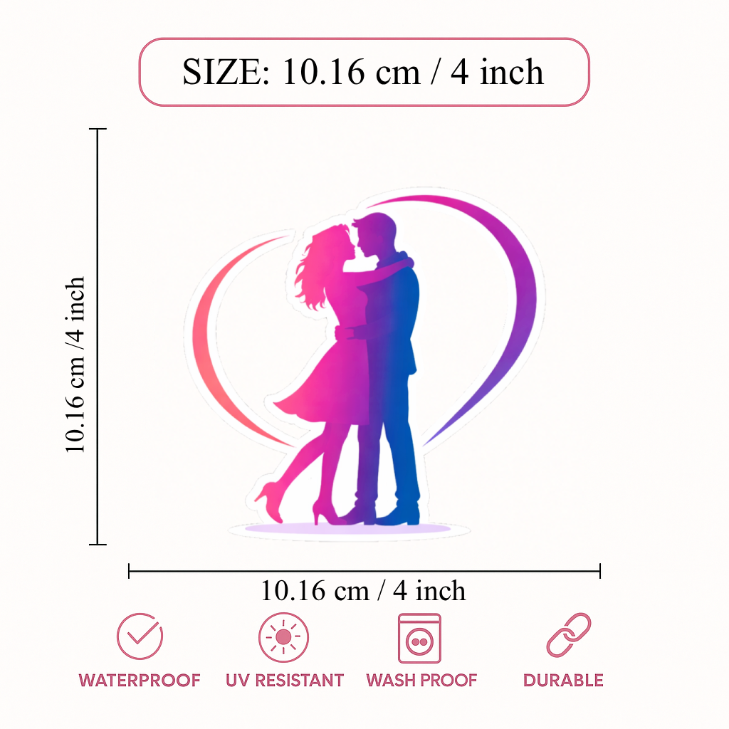 Smeeps Romantic Couple Love Car & Bike Sticker – 10.16 × 10.16 cm (4 × 4 Inch) Hugging Couple Vinyl Decal | Waterproof UV Resistant Wash Proof Durable