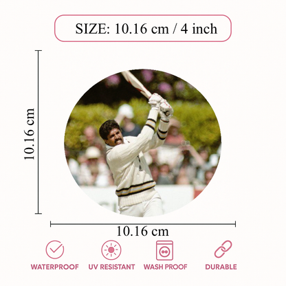 Smeeps Kapil Dev Classic Batting Sticker – 10.16 cm (4 Inch) Legendary Indian Cricketer Vinyl Car & Bike Decal | Waterproof UV Resistant