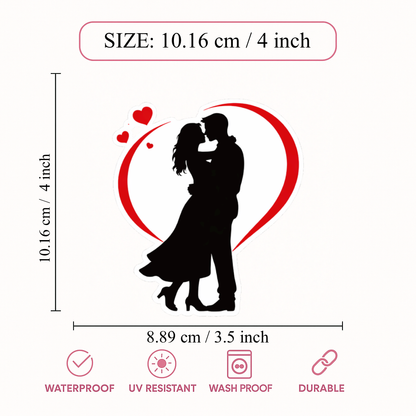 Smeeps Romantic Couple Hug Silhouette Sticker – 10.16 × 8.89 cm (4 × 3.5 Inch) Premium Vinyl Decal | Love Heart Embrace Design | Waterproof UV Resistant Wash Proof