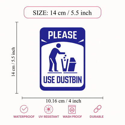 Smeeps Please Use Dustbin Sticker – 14 × 10.16 cm (5.5 × 4 Inch) Cleanliness Awareness Vinyl Sign | Waterproof UV Resistant Wash Proof Durable