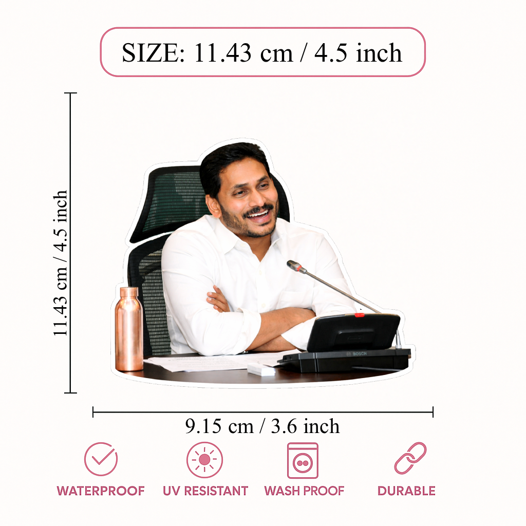 Smeeps Political Leader Meeting Portrait Vinyl Sticker – 11.43 × 9.15 cm (4.5 × 3.6 Inch) Waterproof Car Bike Laptop Decal | UV Resistant Wash Proof Premium Die-Cut Sticker | Pack of 1
