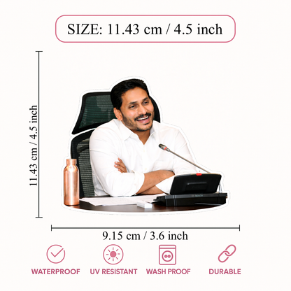 Smeeps Political Leader Meeting Portrait Vinyl Sticker – 11.43 × 9.15 cm (4.5 × 3.6 Inch) Waterproof Car Bike Laptop Decal | UV Resistant Wash Proof Premium Die-Cut Sticker | Pack of 1