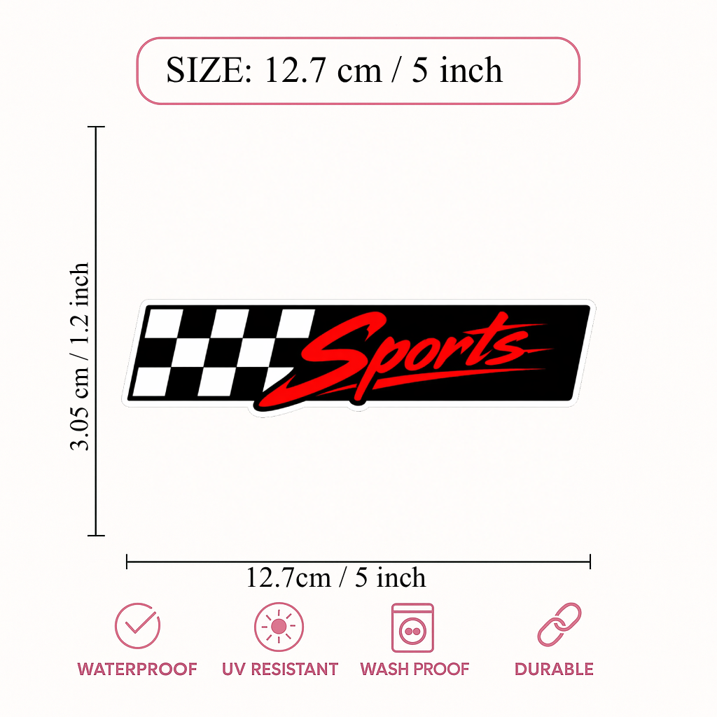 Smeeps Sports Racing Sticker – 12.7 × 3.05 cm (5 × 1.2 Inch) Waterproof Vinyl Car & Bike Decal | Checkered Flag Sports Graphic | UV Resistant Washproof Automotive Sticker | Pack of 1