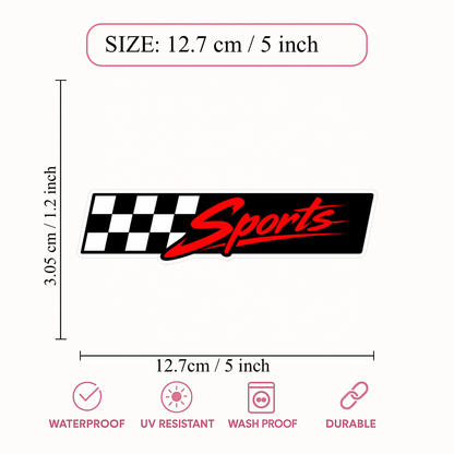 Smeeps Sports Racing Sticker – 12.7 × 3.05 cm (5 × 1.2 Inch) Waterproof Vinyl Car & Bike Decal | Checkered Flag Sports Graphic | UV Resistant Washproof Automotive Sticker | Pack of 1