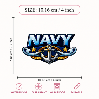 Smeeps Navy Anchor Sticker – 10.16 × 5.84 cm (4 × 2.3 Inch) Waterproof Vinyl Decal for Car, Bike, Door & Wall | UV Resistant Military Style Nautical Sticker