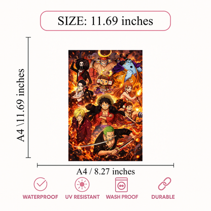 Smeeps Anime One Piece A4 Wall Poster Set – 29.7 × 21 cm (11.69 × 8.27 Inch) Premium Art Print | 300 GSM Thick Paper | NOT GUMMING | Waterproof UV Resistant Wash Proof | Pack of 10