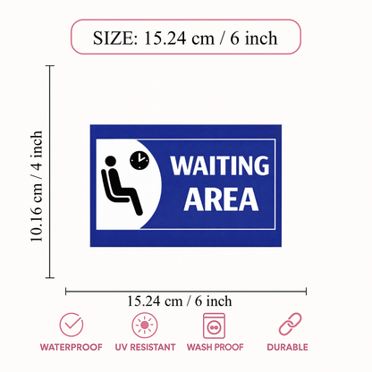Smeeps Waiting Area Sticker – 15.24 × 10.16 cm (6 × 4 Inch) Reception & Hospital Waiting Zone Vinyl Sign | Waterproof UV Resistant Wash Proof Durable