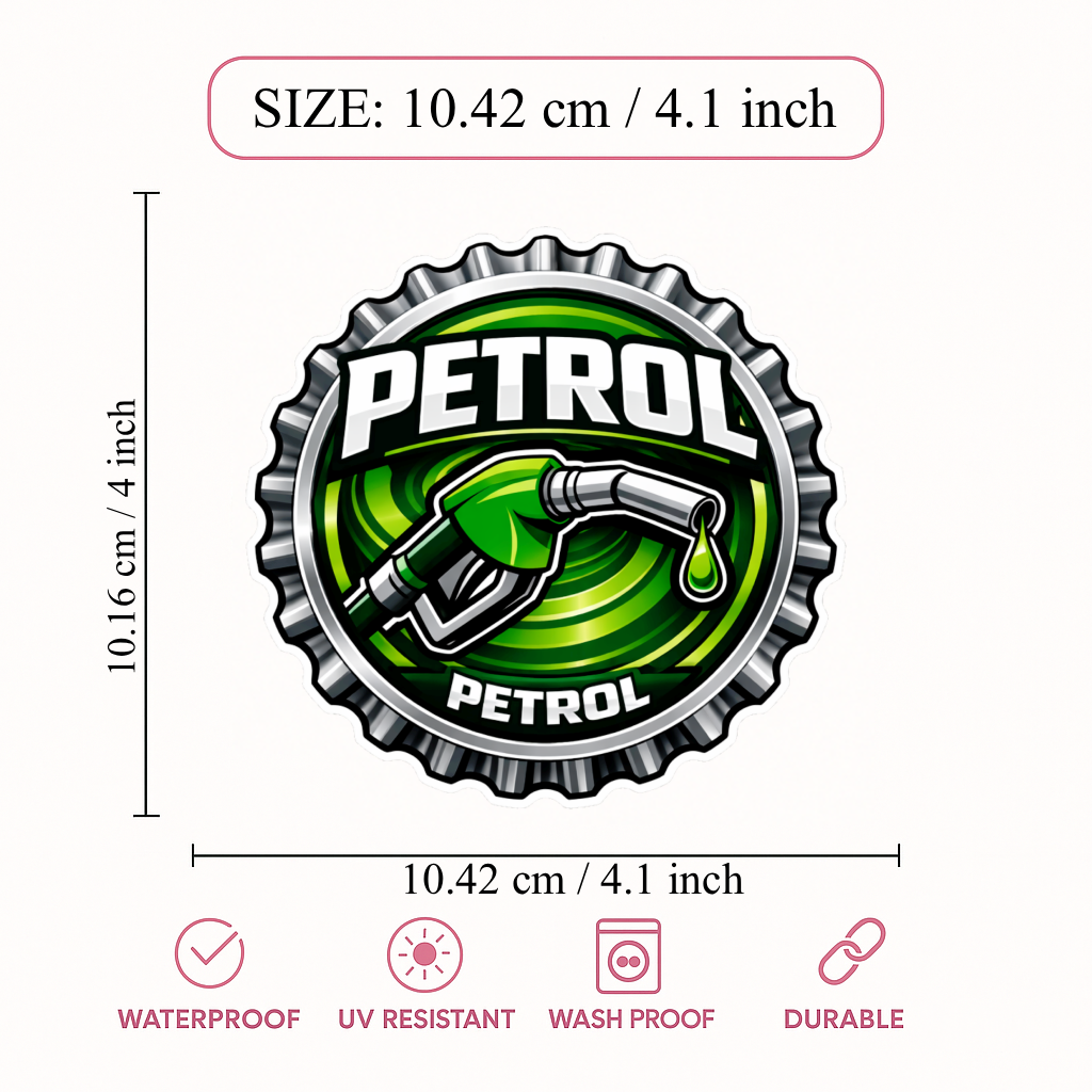 Smeeps Petrol Fuel Type Sticker – 10.42 × 10.16 cm (4.1 × 4 Inch) Waterproof Vinyl Car Fuel Lid Sticker | Petrol Nozzle Tank Cap Decal | UV Resistant Washproof Automotive Fuel Indicator Sticker | Pack of 1