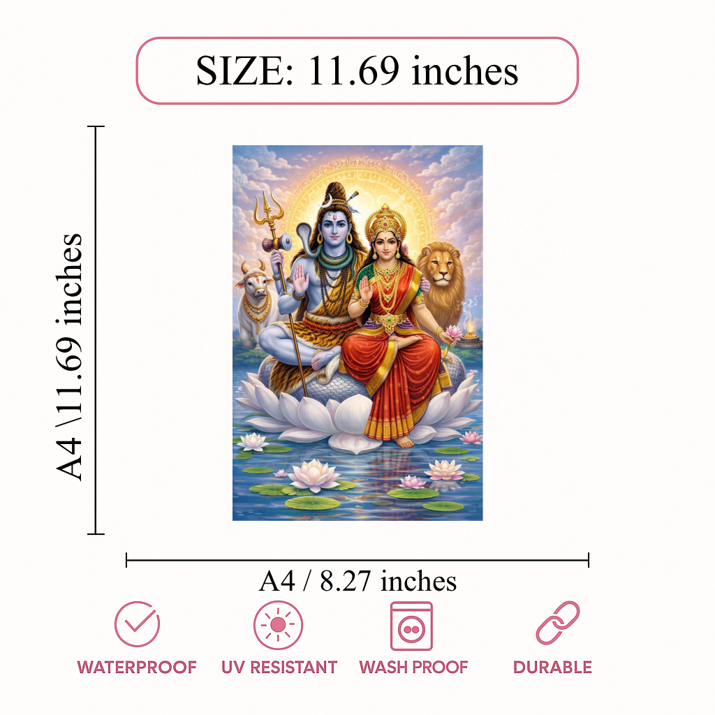 Smeeps Lord Shiva A4 Wall Poster Set – 29.7 × 21 cm (11.69 × 8.27 Inch) Premium Art Print | 300 GSM Thick Paper | NOT GUMMING | Waterproof UV Resistant Wash Proof | Pack of 10