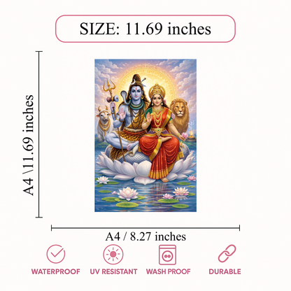 Smeeps Lord Shiva A4 Wall Poster Set – 29.7 × 21 cm (11.69 × 8.27 Inch) Premium Art Print | 300 GSM Thick Paper | NOT GUMMING | Waterproof UV Resistant Wash Proof | Pack of 10