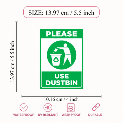 Smeeps Please Use Dustbin Sticker – 13.97 × 10.16 cm (5.5 × 4 Inch) Cleanliness Awareness Vinyl Sign | Waterproof UV Resistant Wash Proof Durable