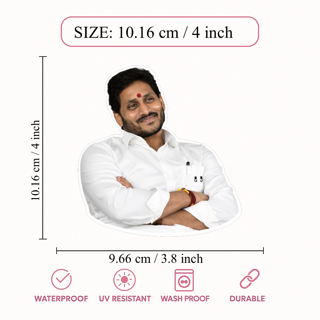 Smeeps Political Leader Vinyl Sticker – 10.16 × 9.66 cm (4 × 3.8 Inch) Waterproof Car Bike Laptop Decal | UV Resistant Wash Proof Premium Die-Cut Portrait Sticker | Pack of 1