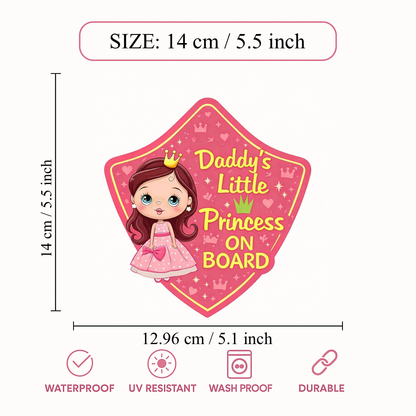 Smeeps Daddy’s Little Princess On Board Car Sticker – 14 × 13 cm (5.5 × 5.1 Inch) Cute Baby Girl Safety Vinyl Decal for Car | Waterproof UV Resistant Washable
